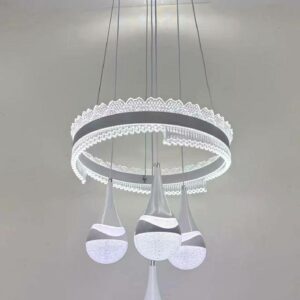 Lustre led pendule cristal