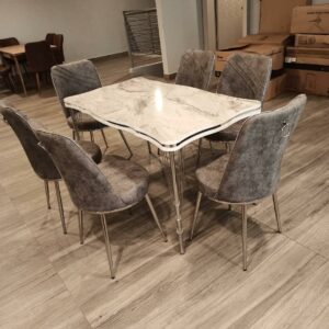 Table a manger 6 places blanc marron clair 3002019
