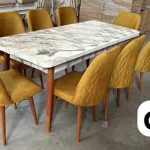 Table a manger 8 places 180*80 bois marron doré c2