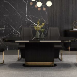 Table a manger 6 places 160*90cm noir c606(1+6)