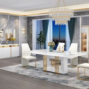 Table a manger 6 places 200*90cm blanc c 6316(1+6) (Copy)